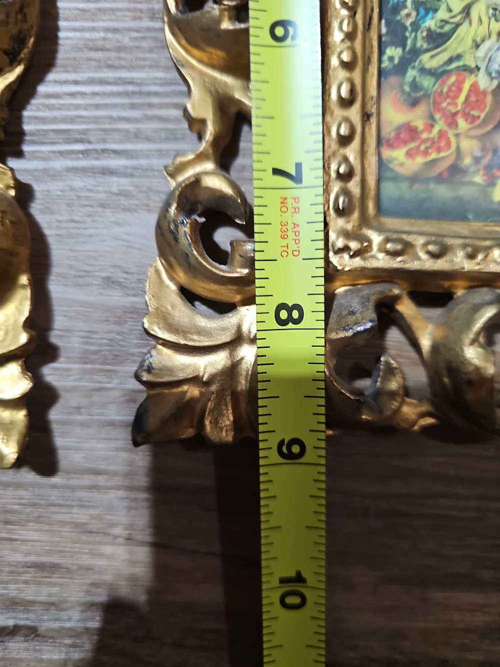 Vintage Empire Art Italy Gold Rococo Floral Wall Plaques Set 2 9x7